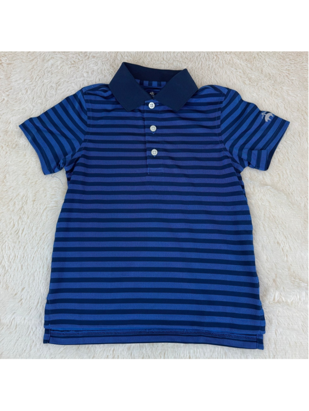 Boys Brooks Brothers Performance blue stripe polo shirt-XS